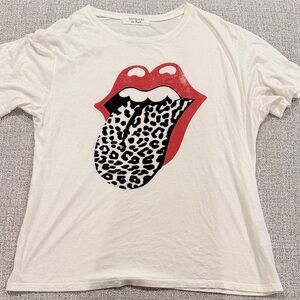 Free People Daydreamer White Tee Rolling Stones Logo